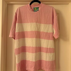 Striped Pink and White MEALS T-Shirt